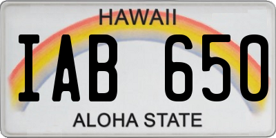 HI license plate IAB650