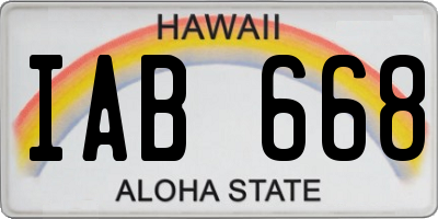 HI license plate IAB668