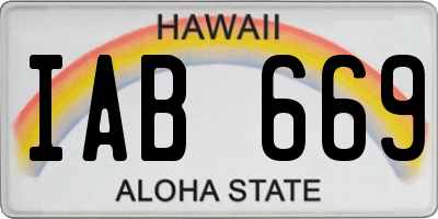 HI license plate IAB669