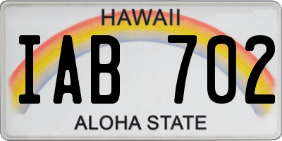 HI license plate IAB702