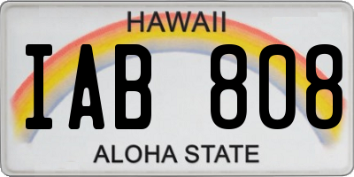 HI license plate IAB808