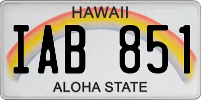 HI license plate IAB851
