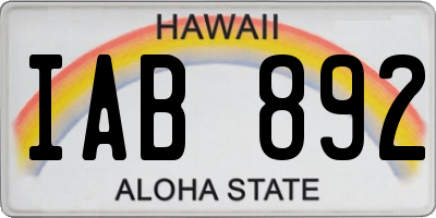 HI license plate IAB892
