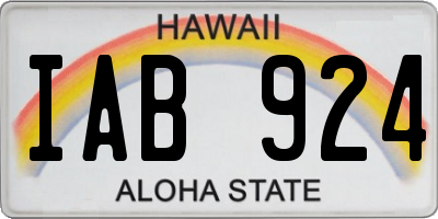 HI license plate IAB924