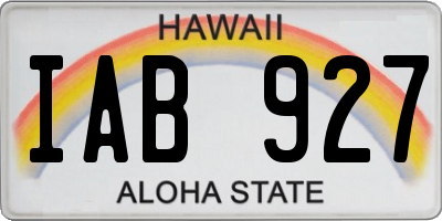 HI license plate IAB927