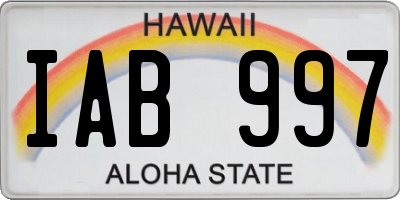 HI license plate IAB997