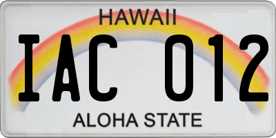 HI license plate IAC012