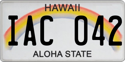 HI license plate IAC042