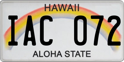 HI license plate IAC072