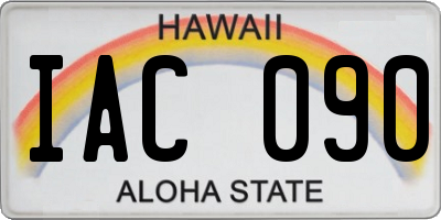 HI license plate IAC090