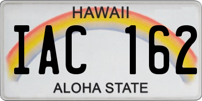HI license plate IAC162