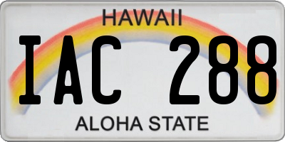HI license plate IAC288