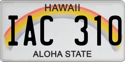 HI license plate IAC310