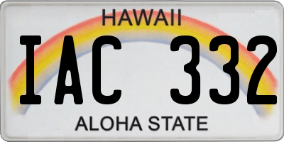 HI license plate IAC332