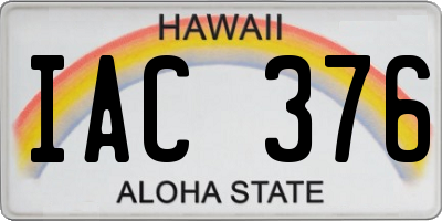 HI license plate IAC376