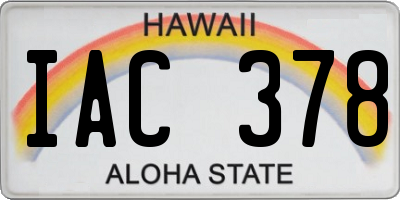 HI license plate IAC378