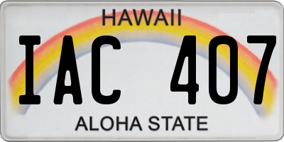 HI license plate IAC407
