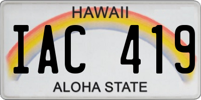 HI license plate IAC419