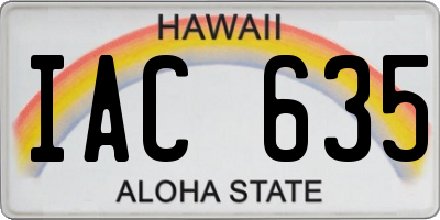 HI license plate IAC635