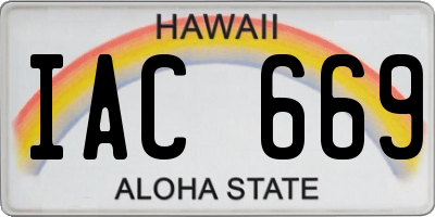 HI license plate IAC669