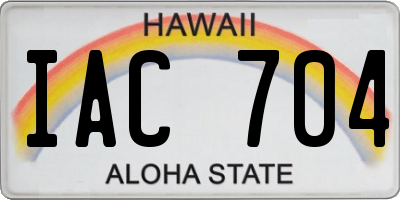 HI license plate IAC704
