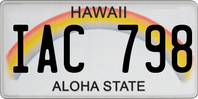 HI license plate IAC798
