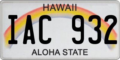 HI license plate IAC932