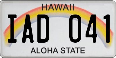 HI license plate IAD041