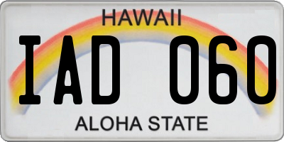 HI license plate IAD060