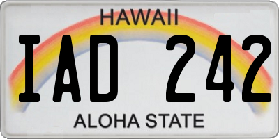 HI license plate IAD242
