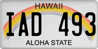 HI license plate IAD493