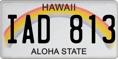 HI license plate IAD813