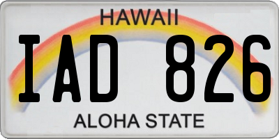 HI license plate IAD826