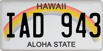HI license plate IAD943