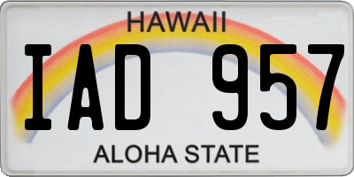 HI license plate IAD957