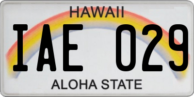 HI license plate IAE029