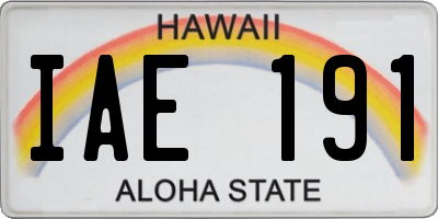 HI license plate IAE191