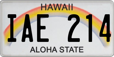 HI license plate IAE214