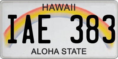 HI license plate IAE383