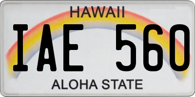 HI license plate IAE560