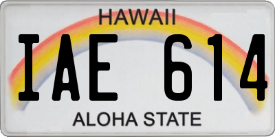 HI license plate IAE614