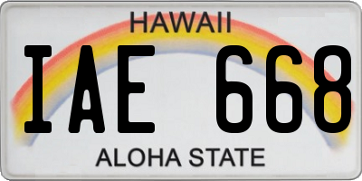 HI license plate IAE668