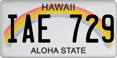HI license plate IAE729