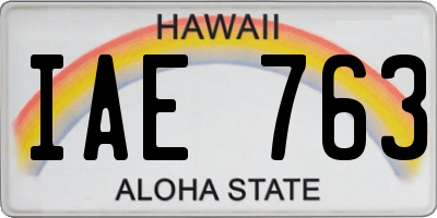 HI license plate IAE763