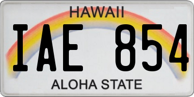 HI license plate IAE854