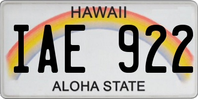 HI license plate IAE922