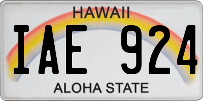 HI license plate IAE924