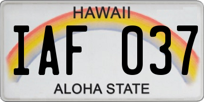 HI license plate IAF037