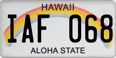 HI license plate IAF068