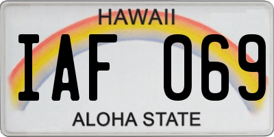 HI license plate IAF069
